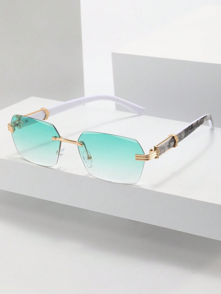 Vintage Fashion Look - 1pc Frameless Rectangular Men's Fashion Glasses,