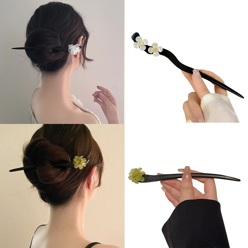 Vintage Fashion Accessories - Vintage Chinese Style Wooden Flower Hair