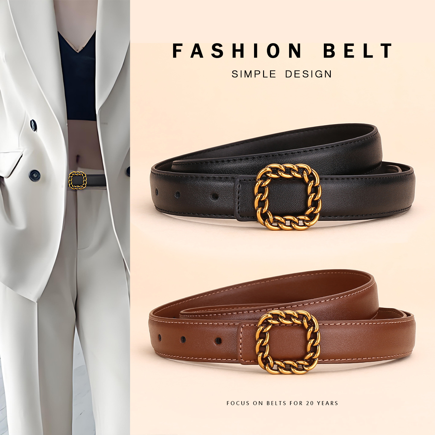 Ladies' Vintage Square Buckle  - Vintage Fashion Look avaliação e preço