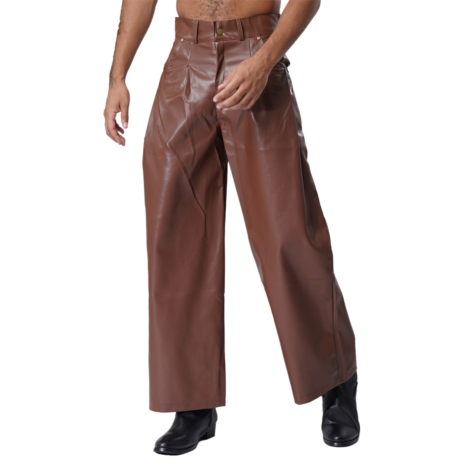Mens Fashionable Matte Faux Le - Vintage Fashion Club avaliação e preço