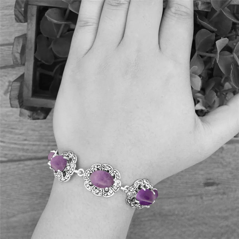 Oval Amethysts Bracelet Plum F - Vintage Fashion Look avaliação e preço