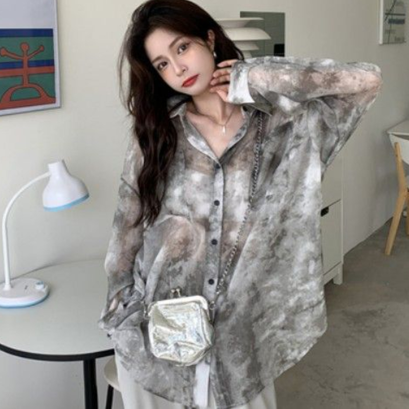 Tie Dye Shirts Women Loose Sun - Vintage Fashion Style Female avaliação e preço