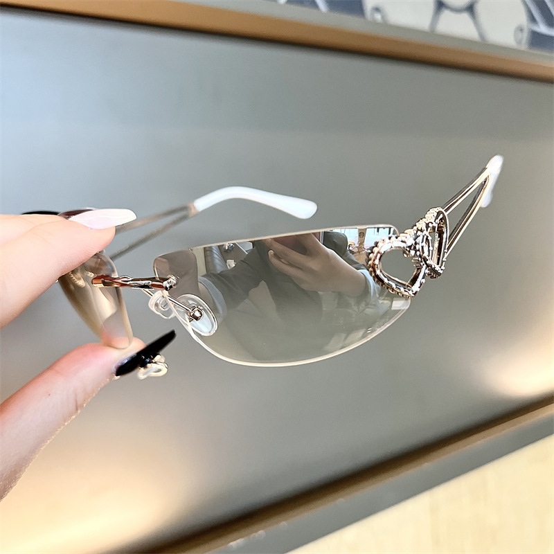 New Oval Cat Eye Frameless Mer - Vintage Fashion Glasses avaliação e preço