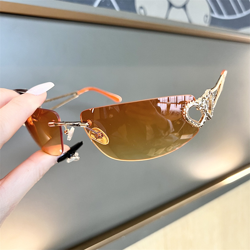 New Oval Cat Eye Frameless Mer - Vintage Fashion Glasses avaliação e preço