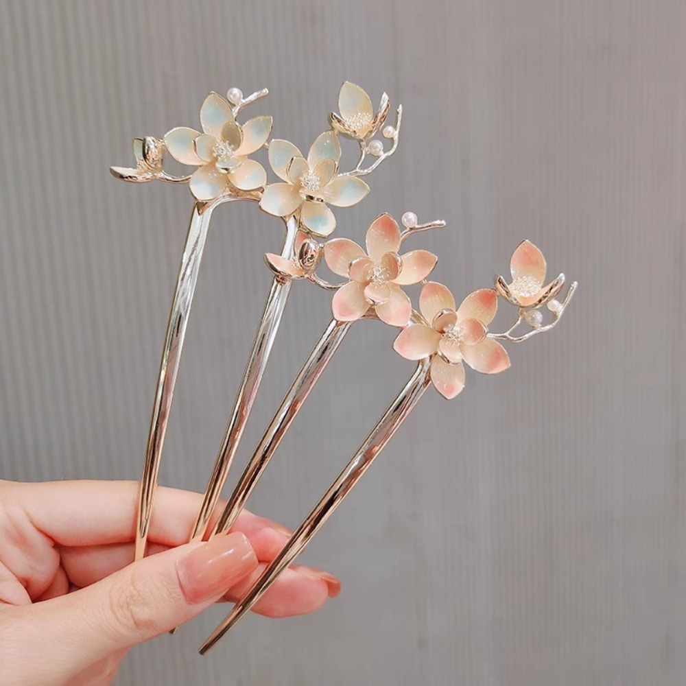 1pc U Shaped Flower Hair Stick - Vintage Fashion Accessories avaliação e preço
