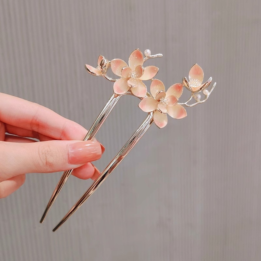 1pc U Shaped Flower Hair Stick - Vintage Fashion Accessories avaliação e preço