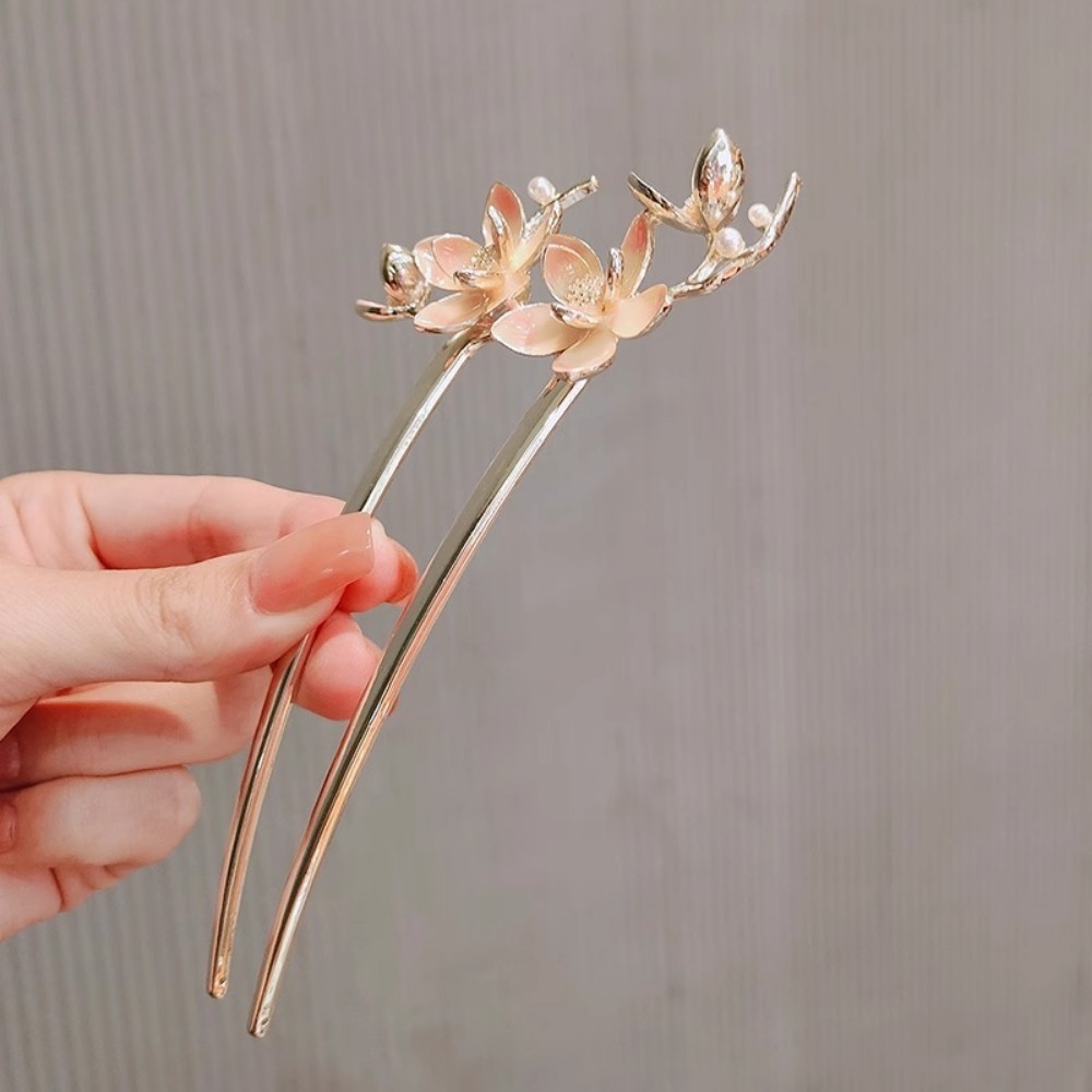1pc U Shaped Flower Hair Stick - Vintage Fashion Accessories avaliação e preço