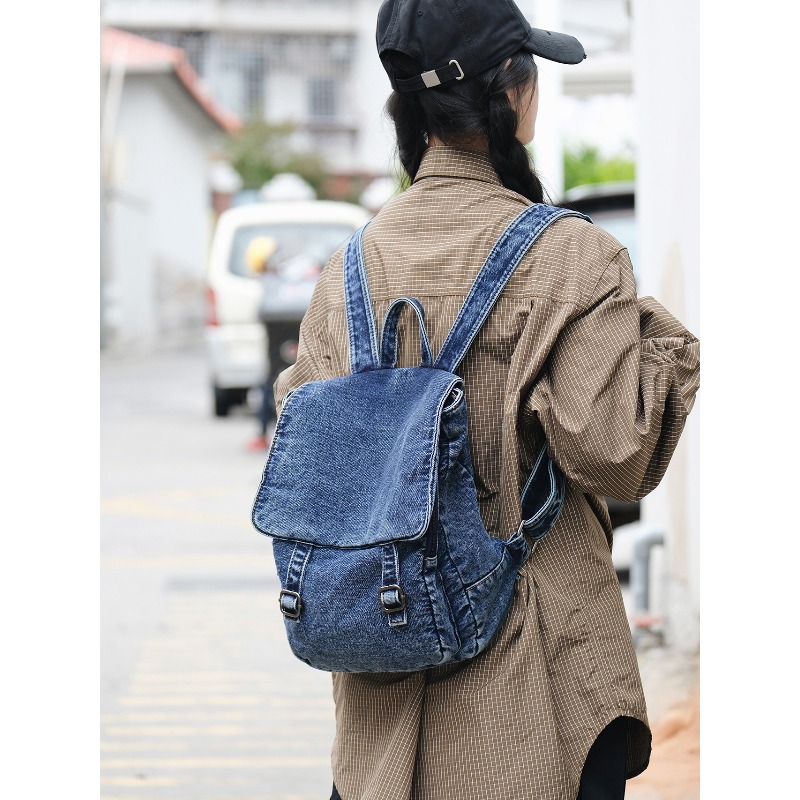 Vintage Denim Backpack For Wom - Vintage Fashion Books avaliação e preço