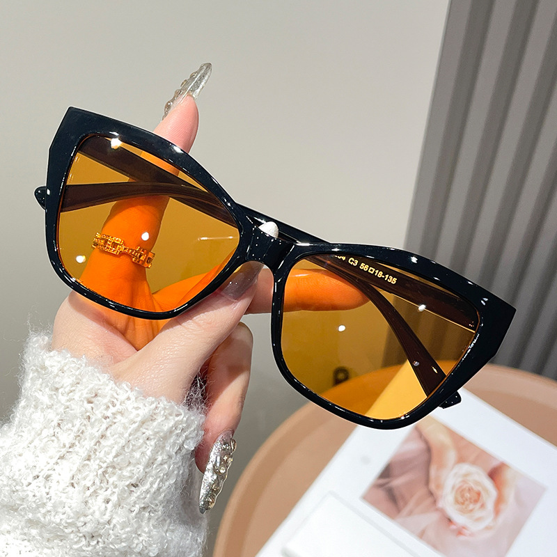 Women Color Block Cat Eye Eyeg - Vintage Fashion Glasses avaliação e preço