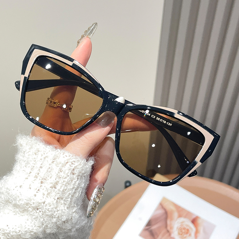 Women Color Block Cat Eye Eyeg - Vintage Fashion Glasses avaliação e preço