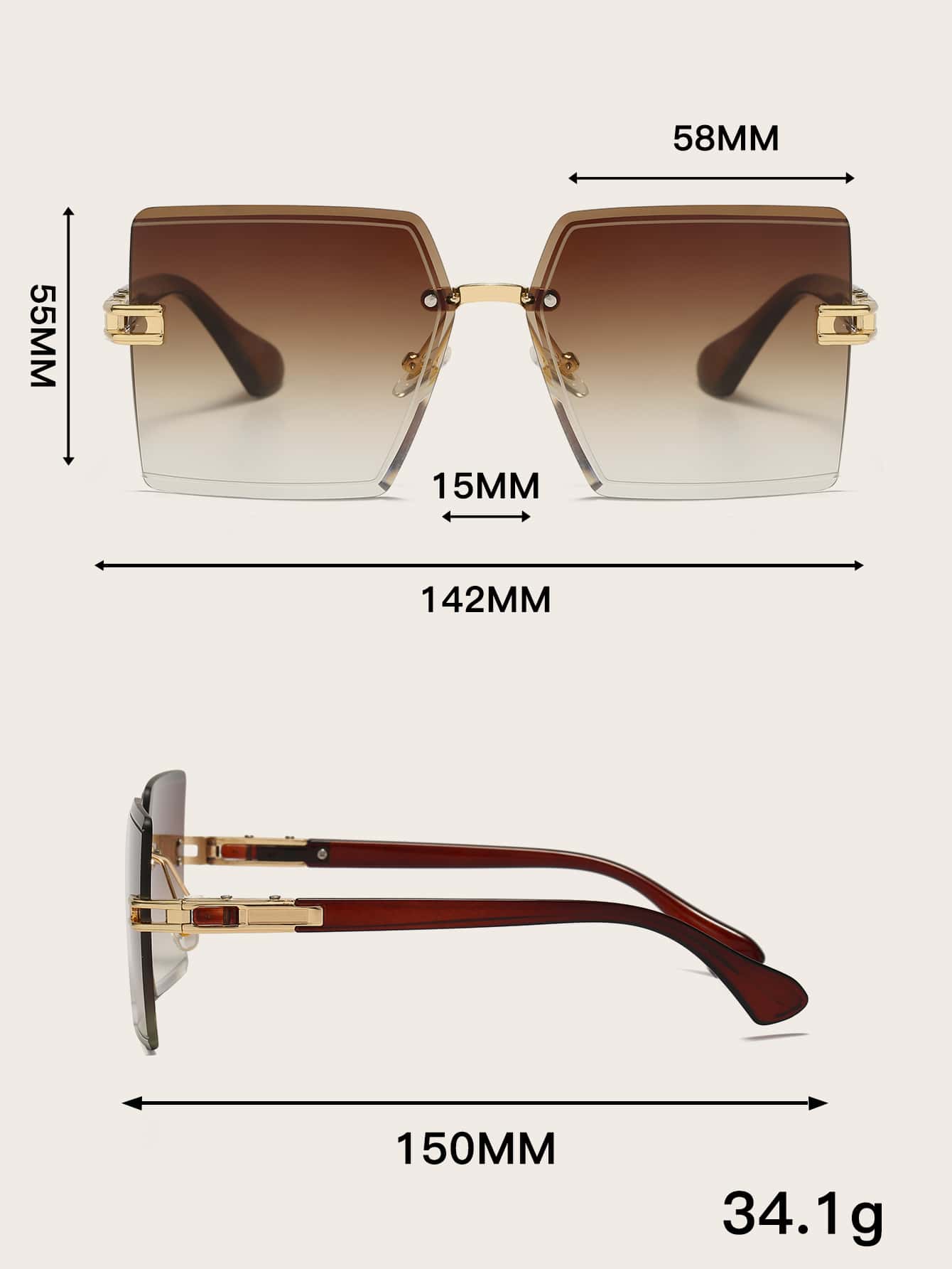 Rimless Ombre Lens Fashion Sun - Vintage Fashion Accessories avaliação e preço