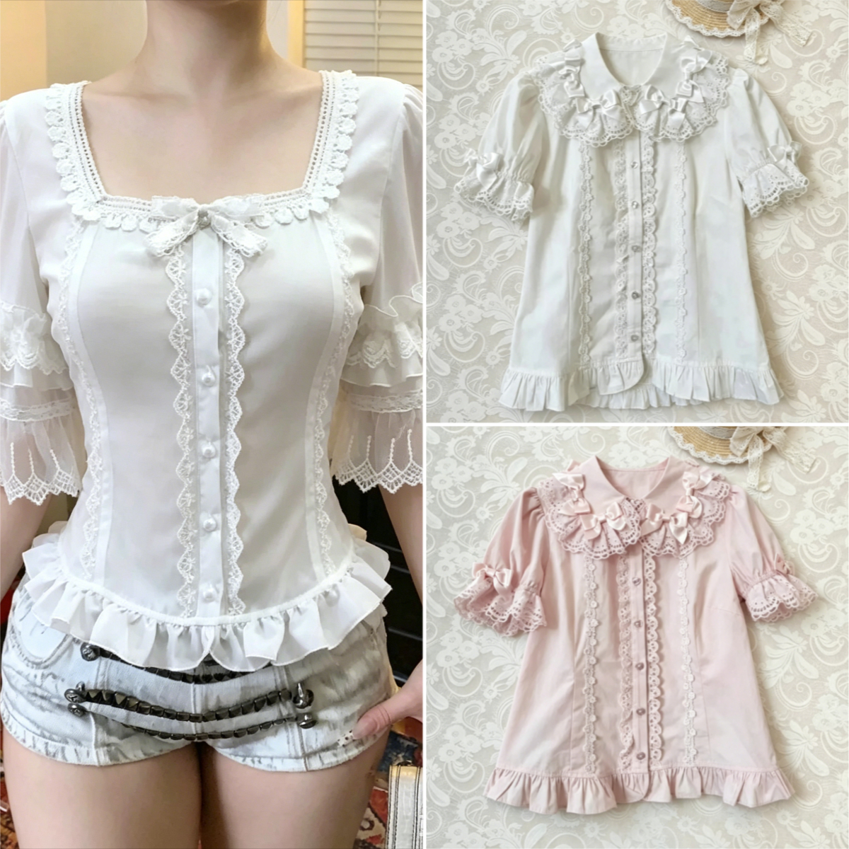 Vintage Y2K Lolita Style Blous - Vintage Fashion Style Female avaliação e preço