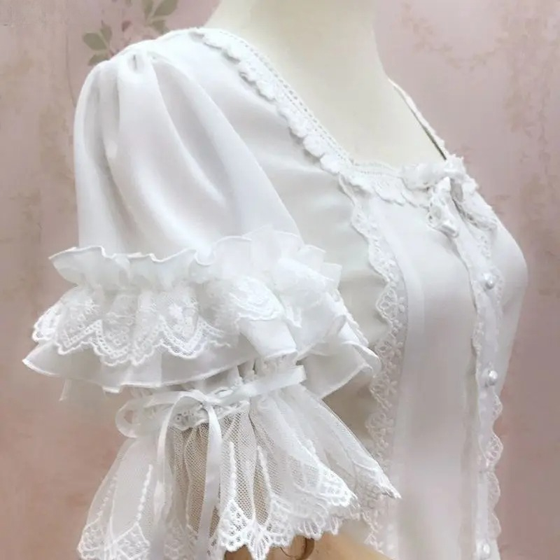 Vintage Y2K Lolita Style Blous - Vintage Fashion Style Female avaliação e preço
