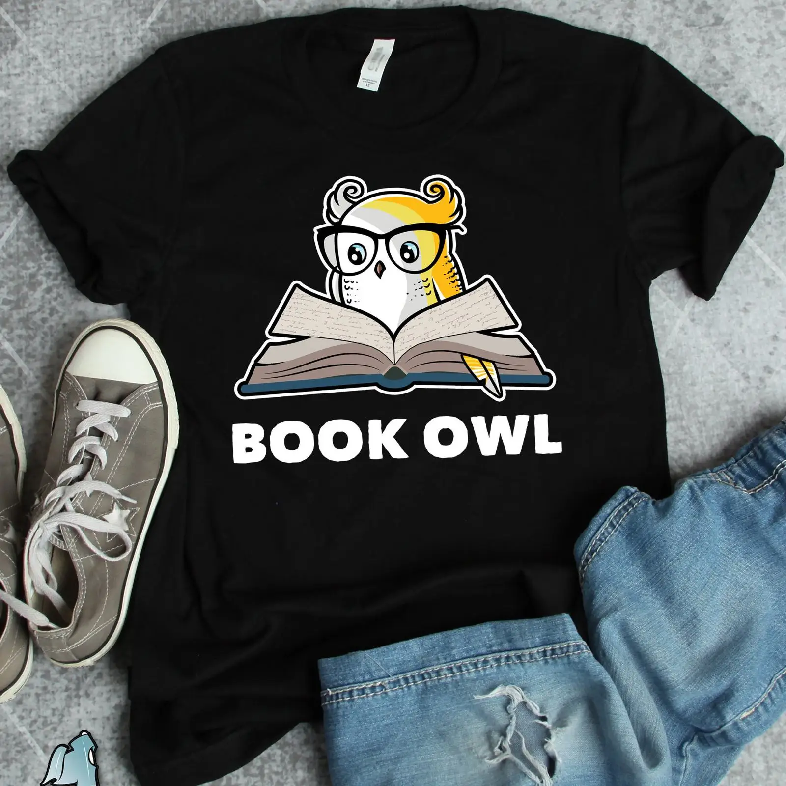 Book Owl Reader T Shirt Club L - Vintage Fashion Books avaliação e preço