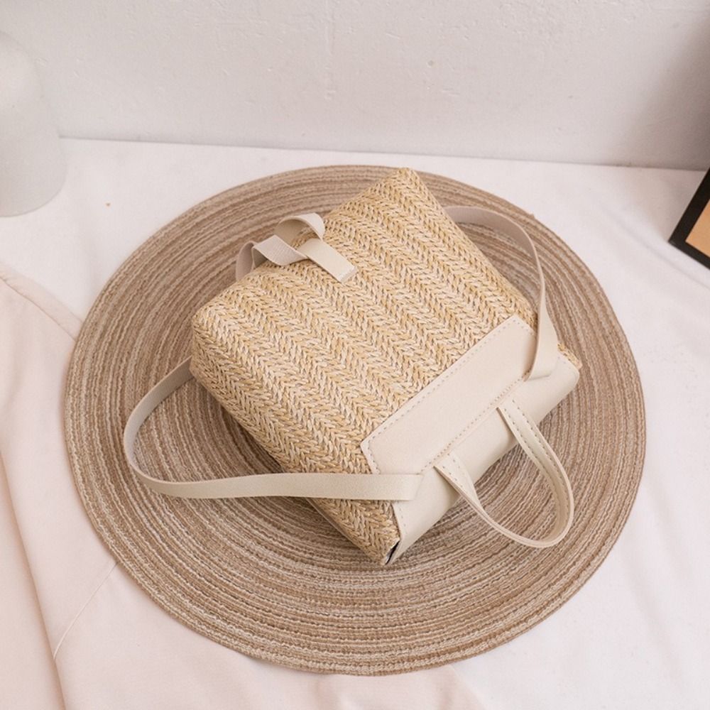 Fashion PU Leather Straw Backp - Vintage Fashion Look avaliação e preço