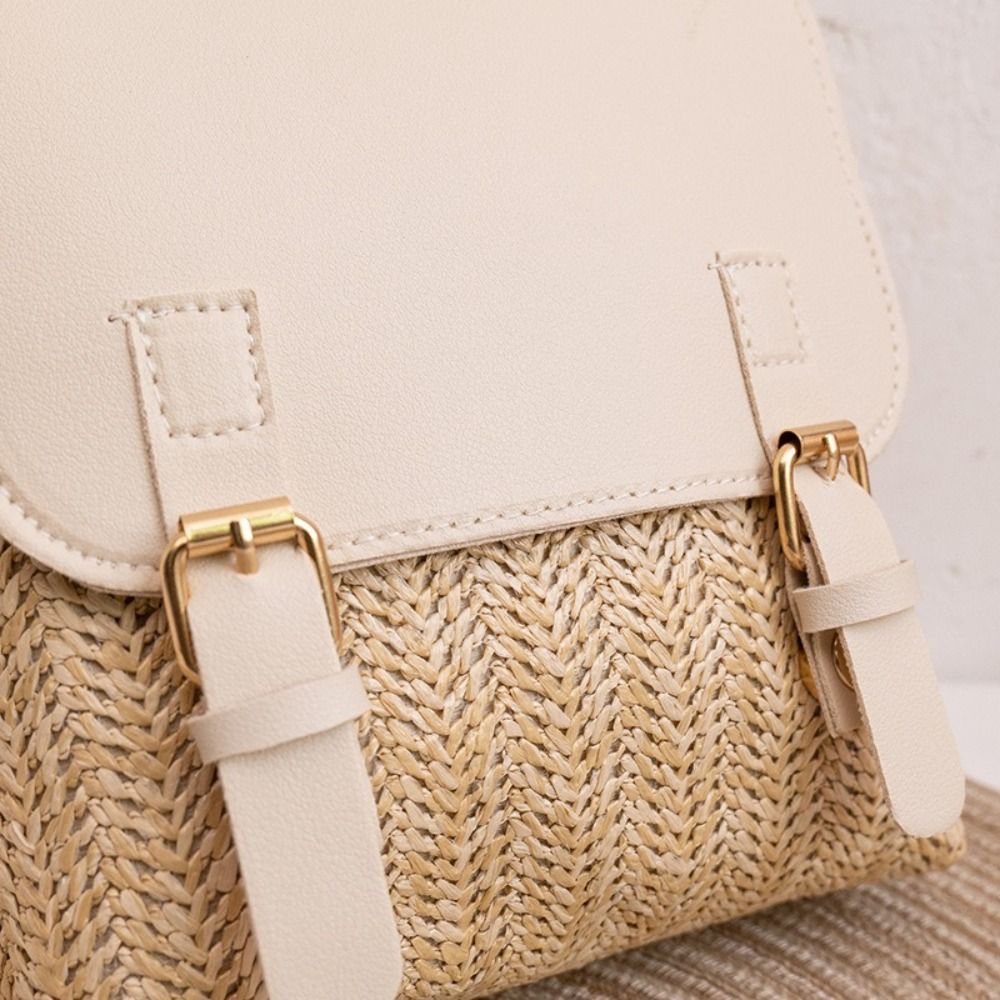 Fashion PU Leather Straw Backp - Vintage Fashion Look avaliação e preço