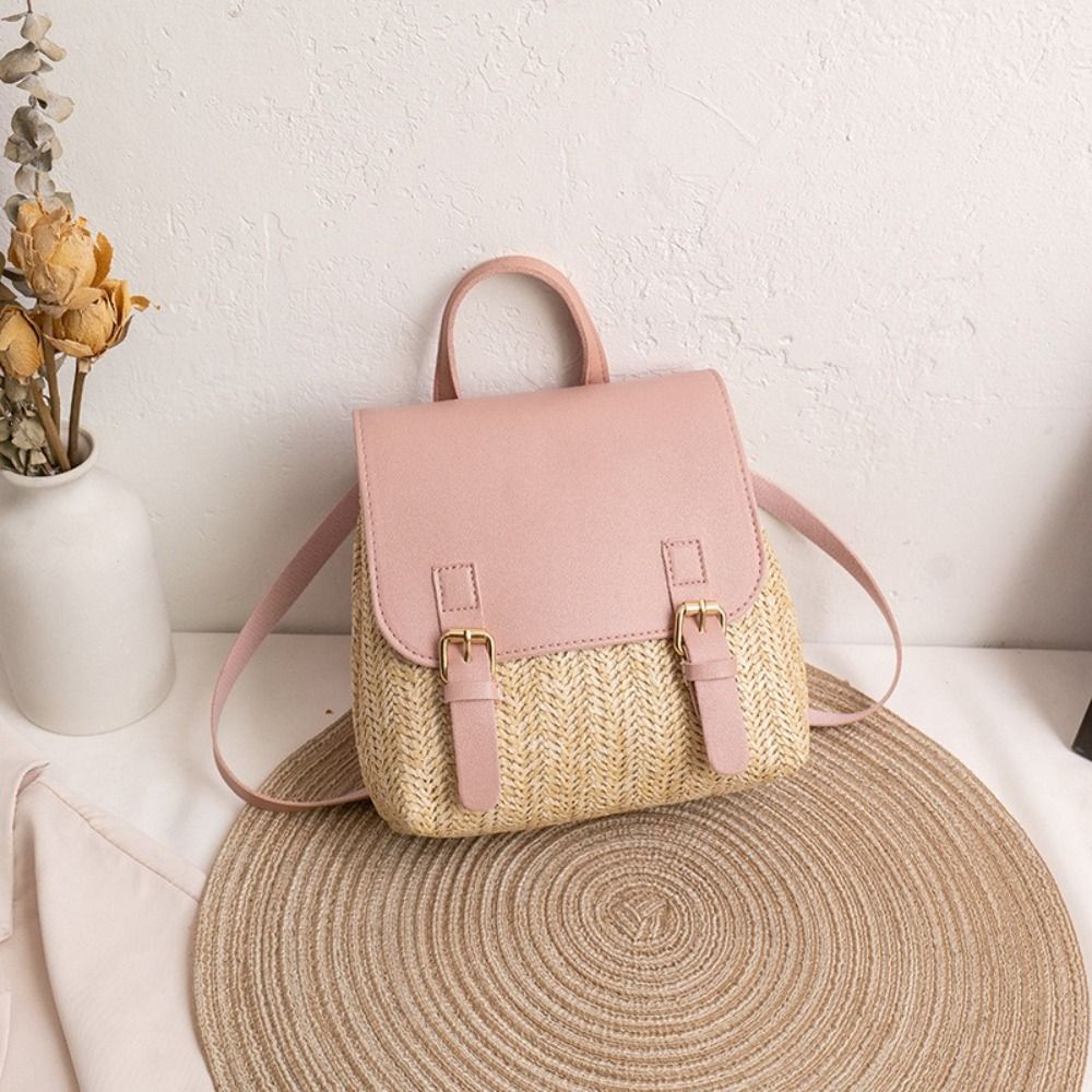 Fashion PU Leather Straw Backp - Vintage Fashion Look avaliação e preço
