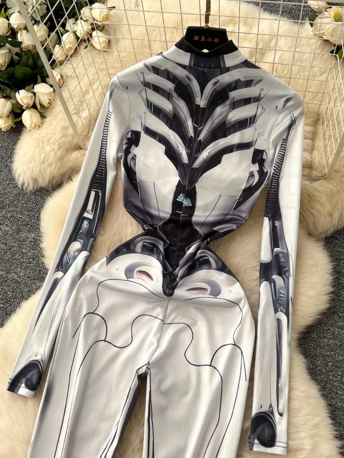 Women's Grey Print Jumpsuits V - Vintage Fashion Club avaliação e preço