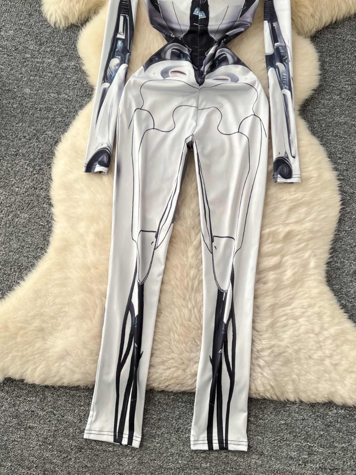 Women's Grey Print Jumpsuits V - Vintage Fashion Club avaliação e preço